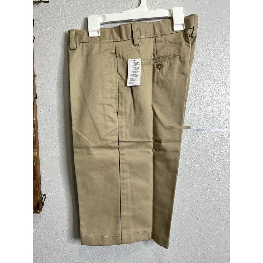 Lands‎ End Boys PANTS cotton chino khaki 20 NEW Tan Uniform